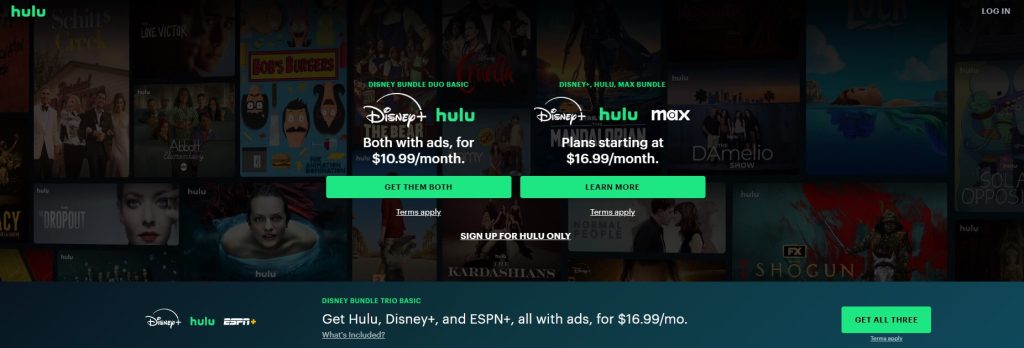 Opciones de suscripción a Hulu