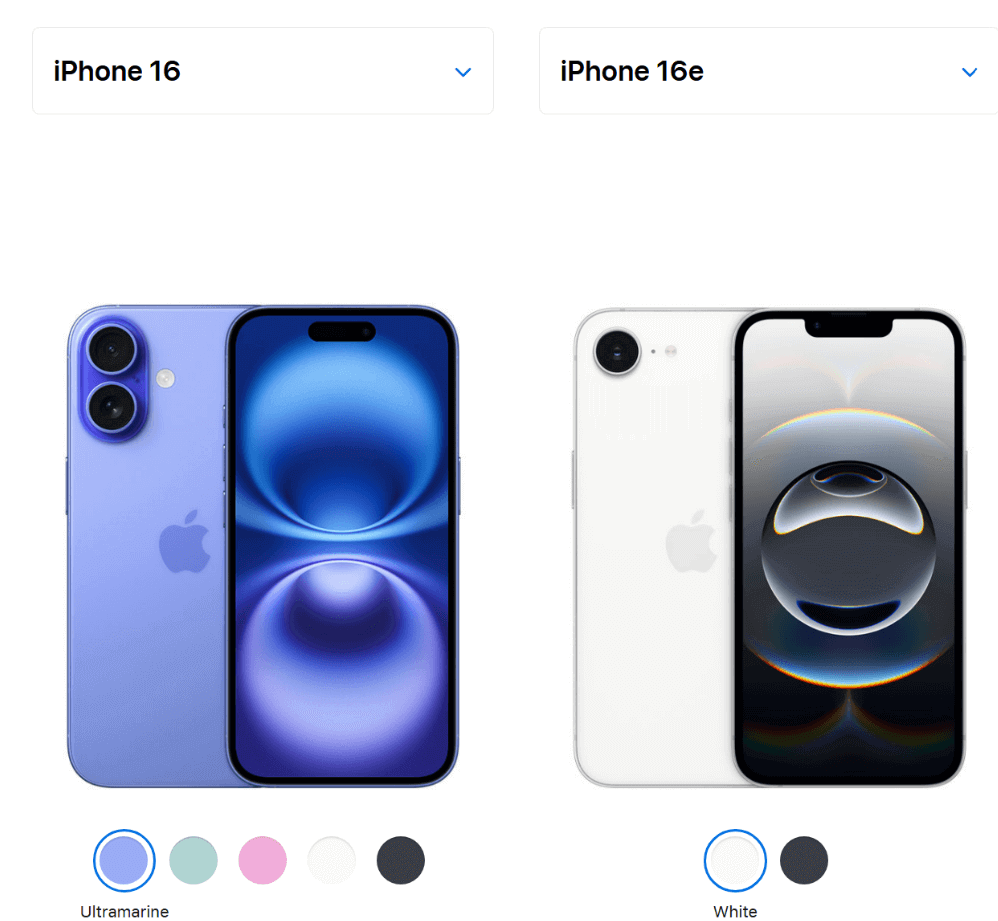 iPhone 16e vs iPhone 16: Size and Color