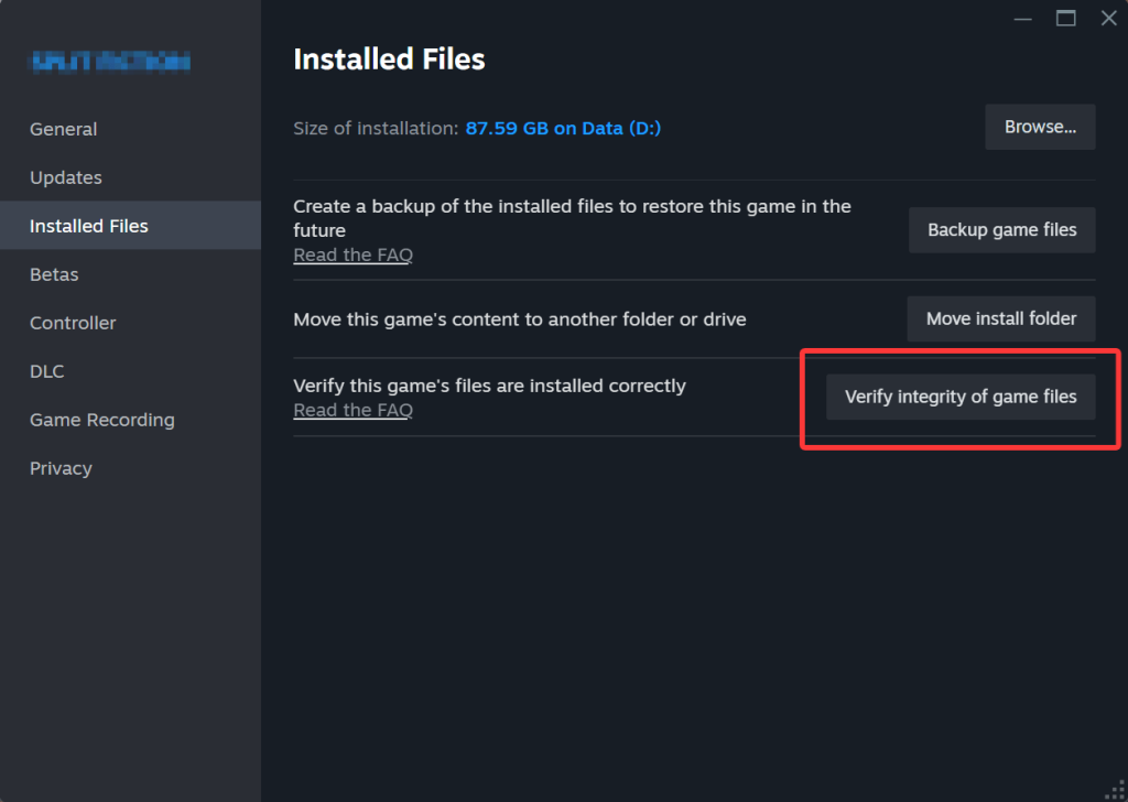 Verify the Integrity of Game Files