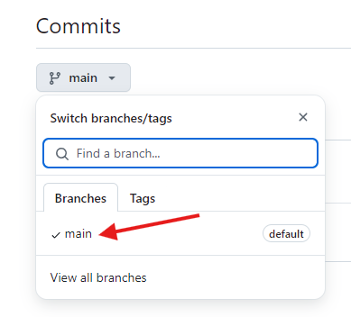 Main branches on GitHub