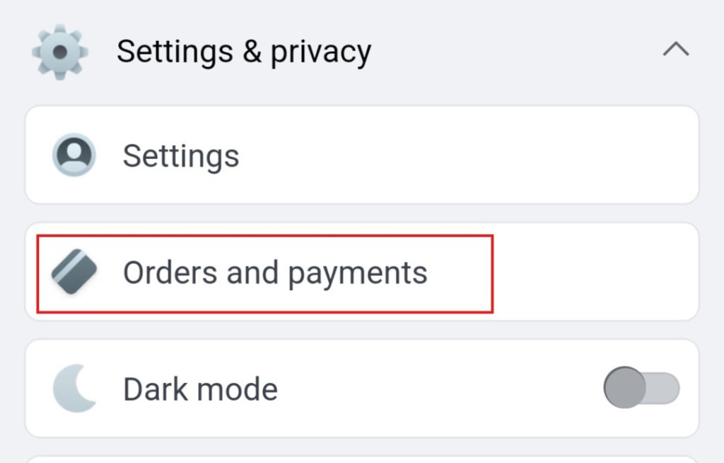 Click “Orders and payments”