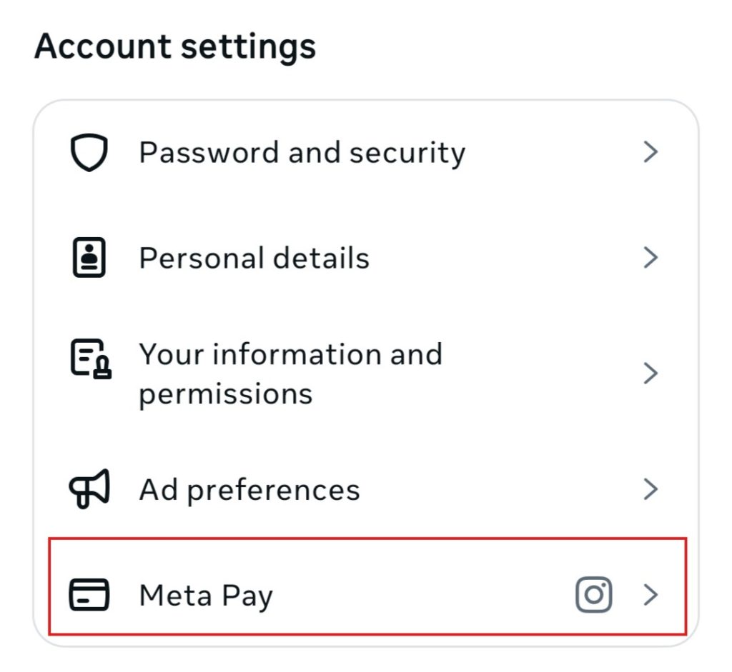 Click “Meta Pay”