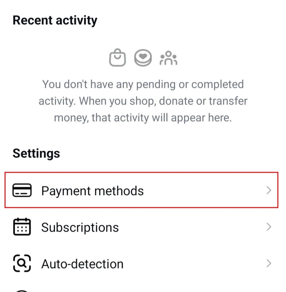 Click “Payment methods”