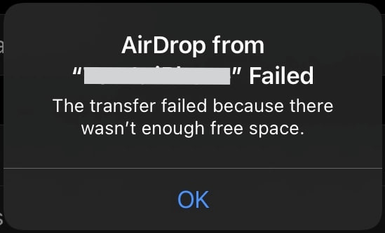 AirDropに失敗しました。