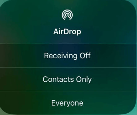 AirDropの3つの表示オプション
