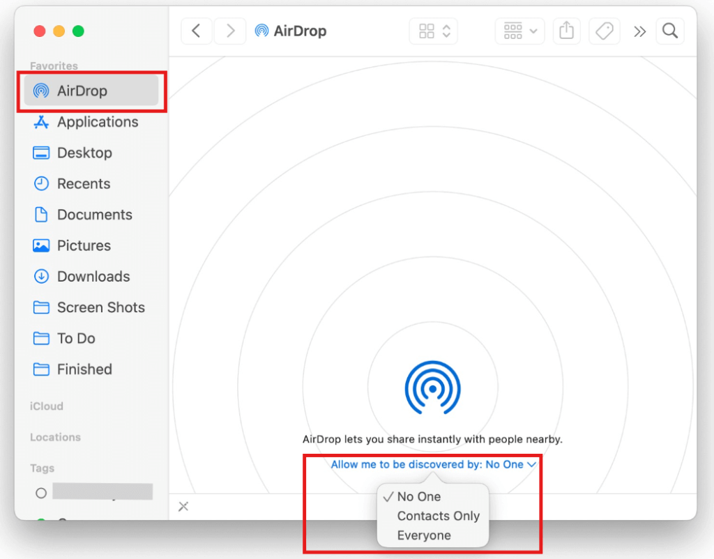 Turn on AirDrop on Mac