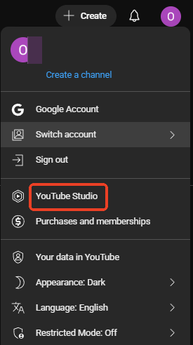 Open "YouTube Studio"
