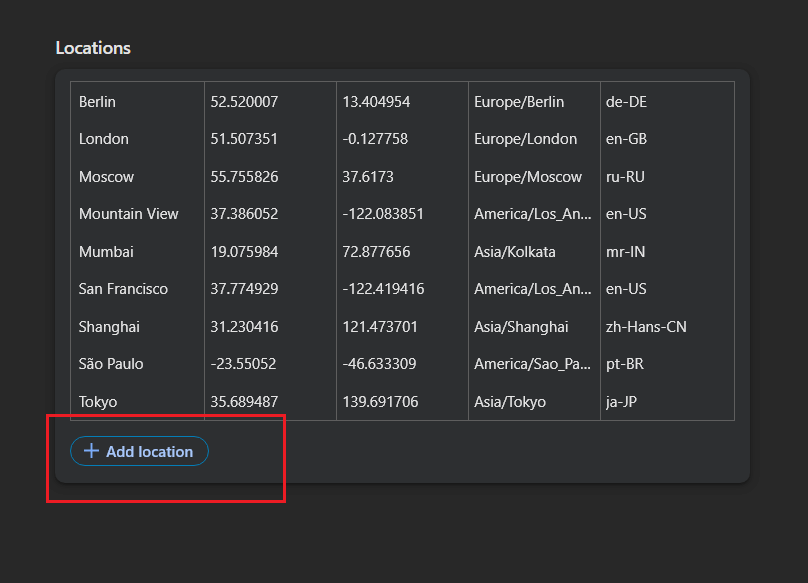 Click “Add location” to Customize the Location on Chrome