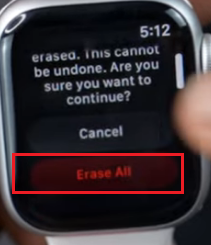 Tap “Erase All” in the Confirmation Window