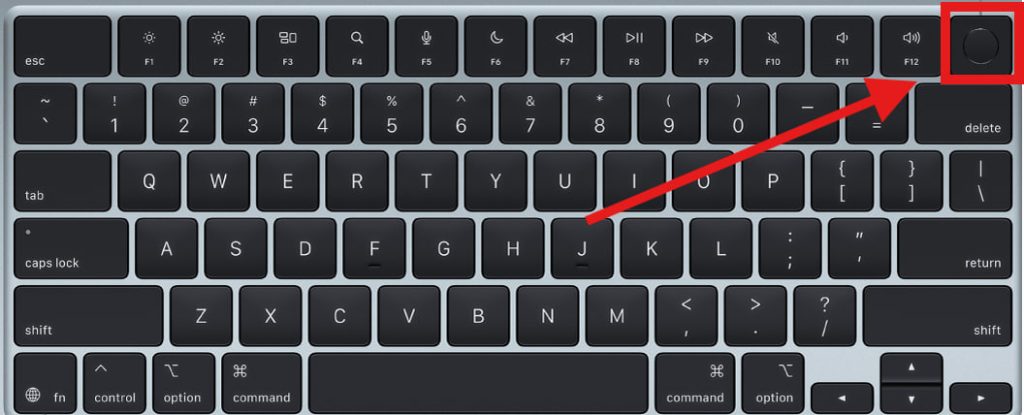 Press Touch ID/Power button to force close MacBook
