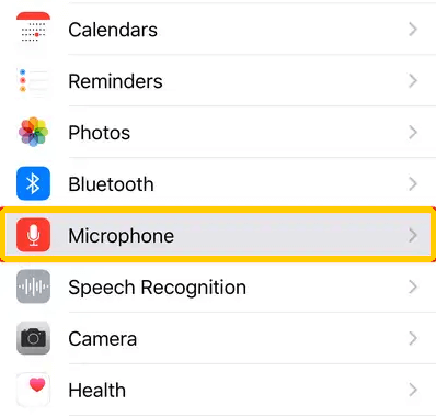 Turn Off iPhone Microphone in Settings