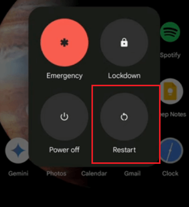 Select “Restart” on the Power Menu