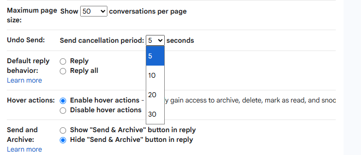 You’ll see an option to choose the cancellation period: 5, 10, 20, or 30 seconds.