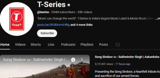 T-Series - One of the Top YouTube Channels