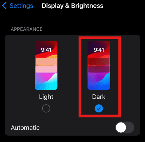 iPhoneでダークモードを有効にする