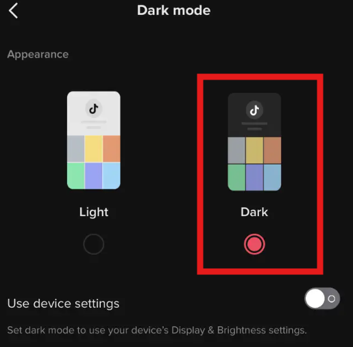 iPhoneでTikTokのダークモードをオンにする