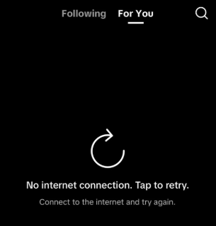 TikTok video not loading due to no internet connection