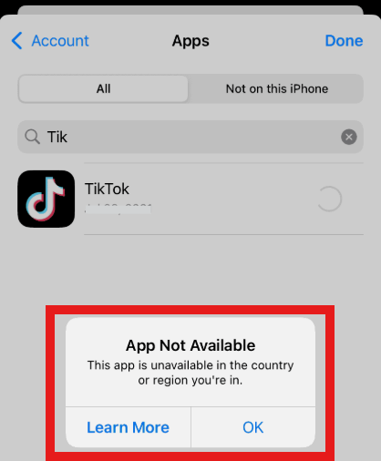 TikTok unavailable and can’t be updated to the latest