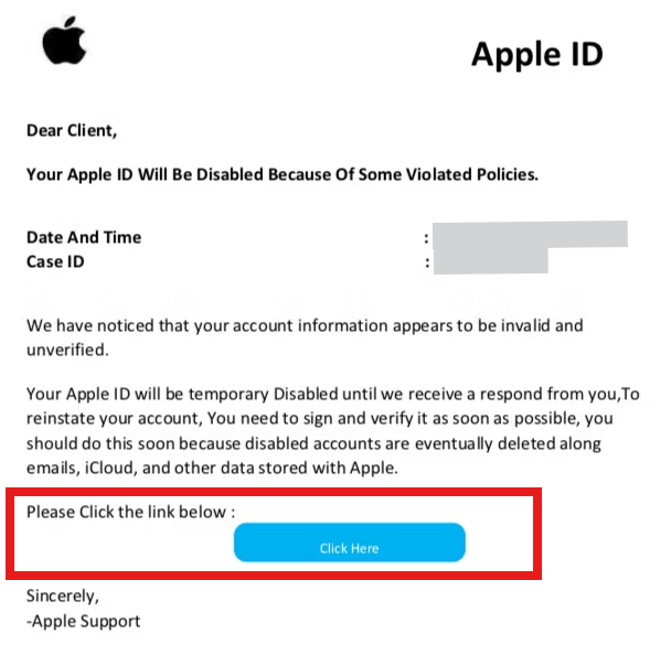 Apple Security Alert Scam: Don’t click unknown links!