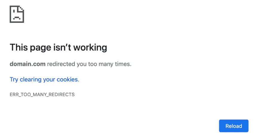 ERR_TOO_MANY_REDIRECTS が Chrome で表示される