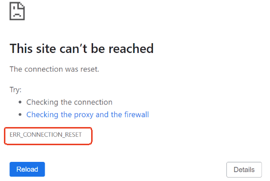 ERR_CONNECTION_RESET