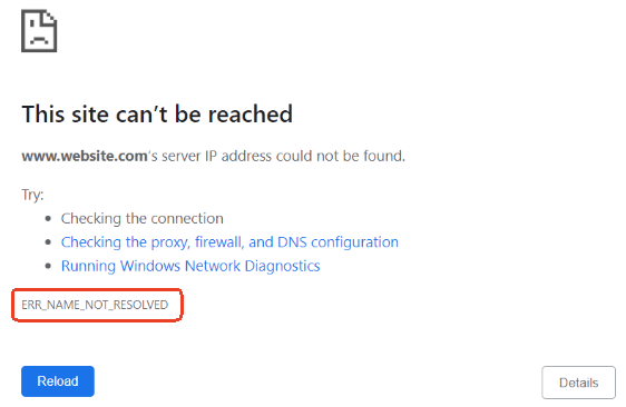 ERR_NAME_NOT_RESOLVED