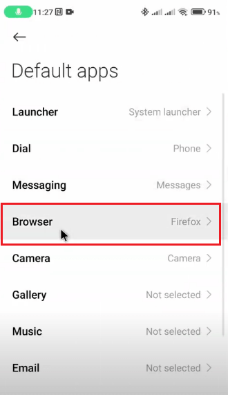 Choose “Browser” Under “Default apps”