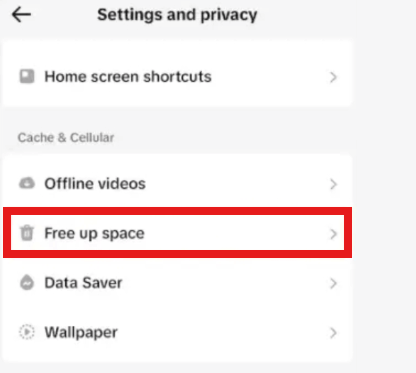 Choose “Free Up Space”