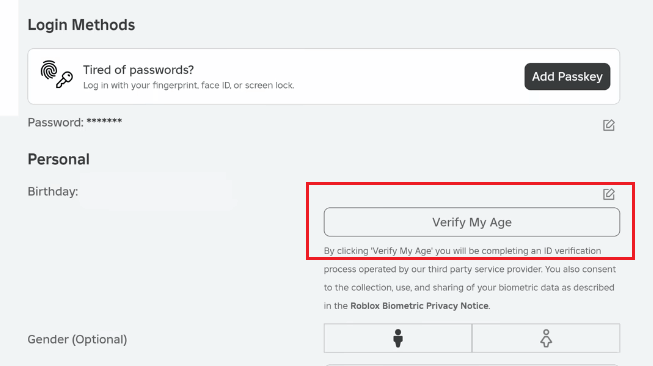 Haz clic en «Verificar mi edad»