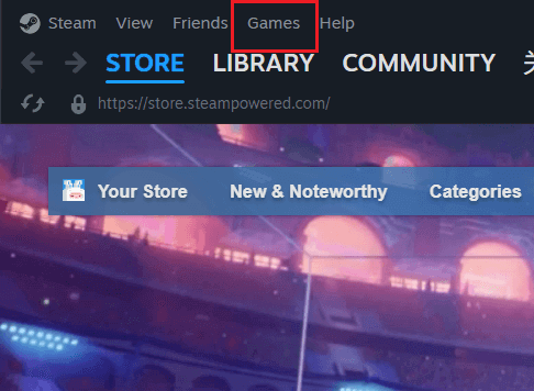 Click on “Games”