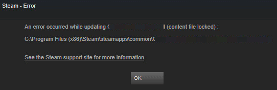 Steam コンテンツ ファイルがロックされています