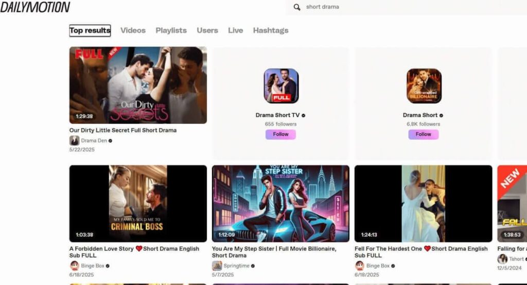 Dailymotion: One of the Best Free Websites to Watch Short Dramas