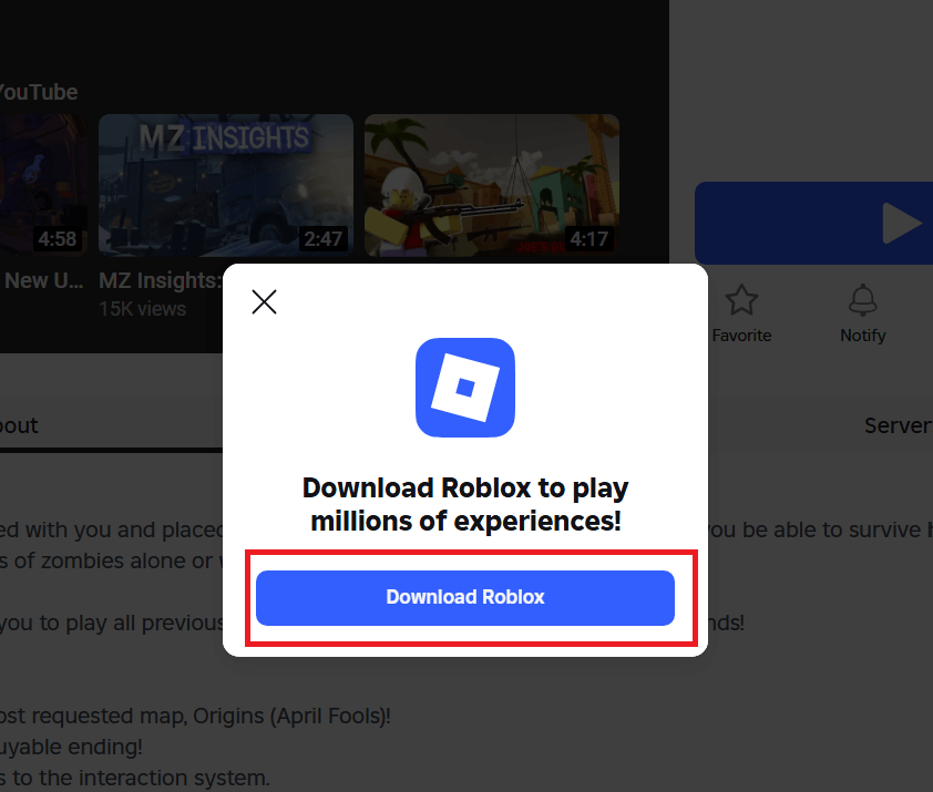 Click "Download Roblox"