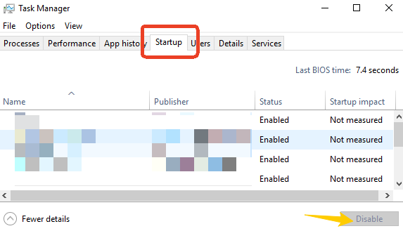 Disable startup programs on Windows