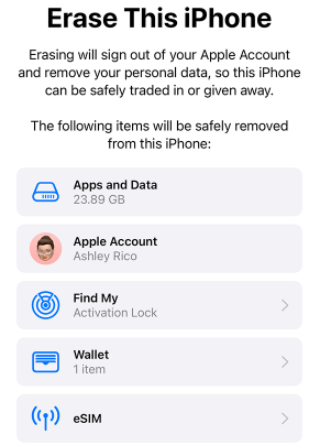Erase this iPhone while factory resetting