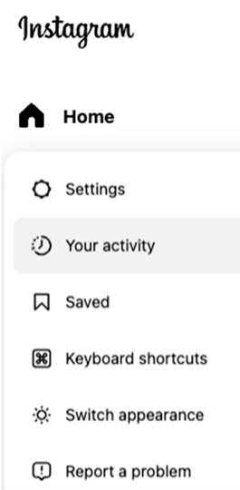 Check Instagram watch history via Your activity