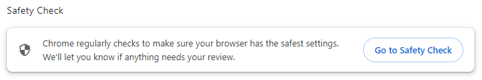 Click the “Go to Safety Check” Button