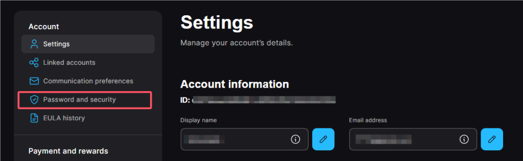 Click Password & Security
