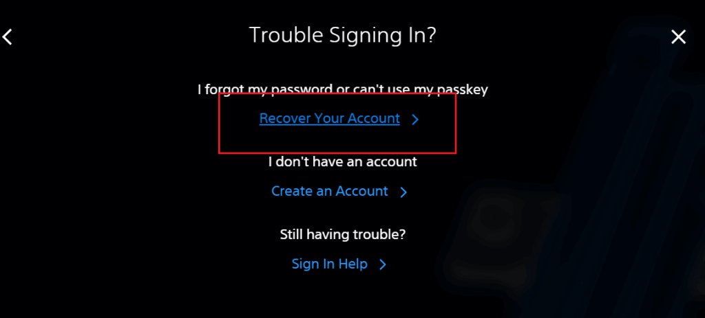 Choose “Recover Your Account”