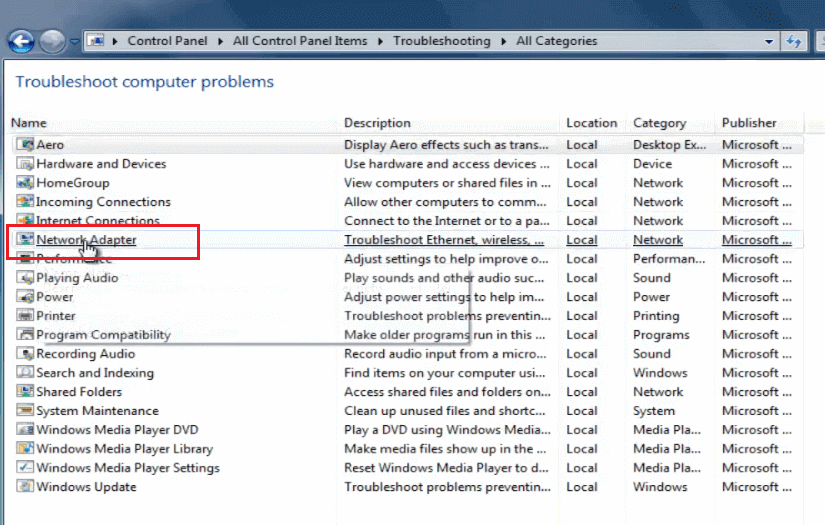 Select “Network Adapter”