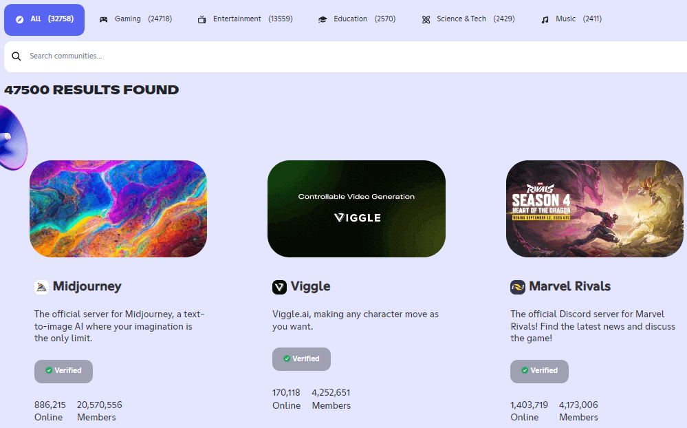 Search for Discord Servers via the Discord Official Website