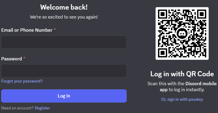 Sign Up and Log in to Discord
