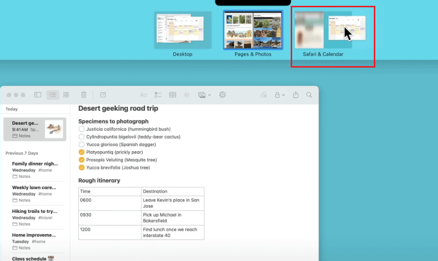 Drag a Window onto the Thumbnail of the Full-Screen App