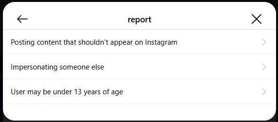 Report the scam on Instagram