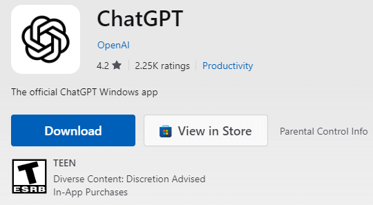Download ChatGPT for Windows
