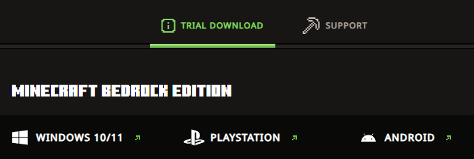 Minecraft Bedrock Edition Free Trial