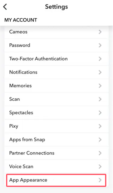 Tap "App Appearance"