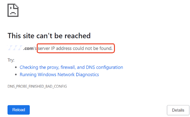 “Server IP Address Could Not Be Found” Error
