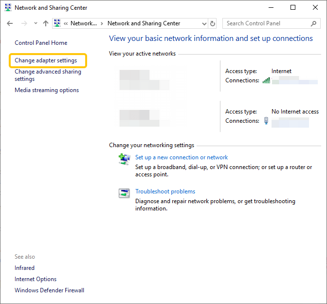 Find your MAC address through Control Panel