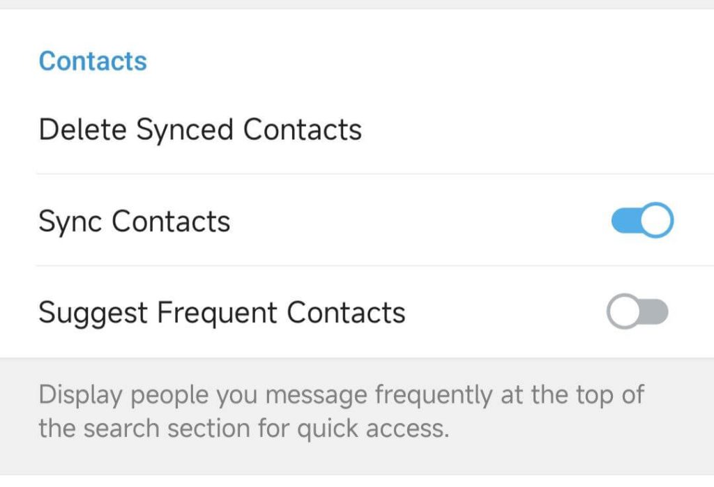 Enable Contact Sync on Telegram